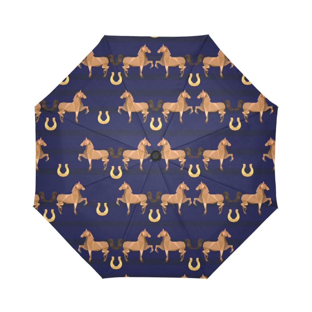 Horse Luxury Themed Pattern Print Automatic Foldable Umbrella