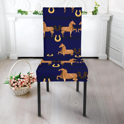 Horse Luxury Themed Pattern Print Dining Chair Slipcover-JTAMIGO.COM
