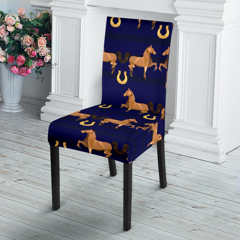Horse Luxury Themed Pattern Print Dining Chair Slipcover-JTAMIGO.COM