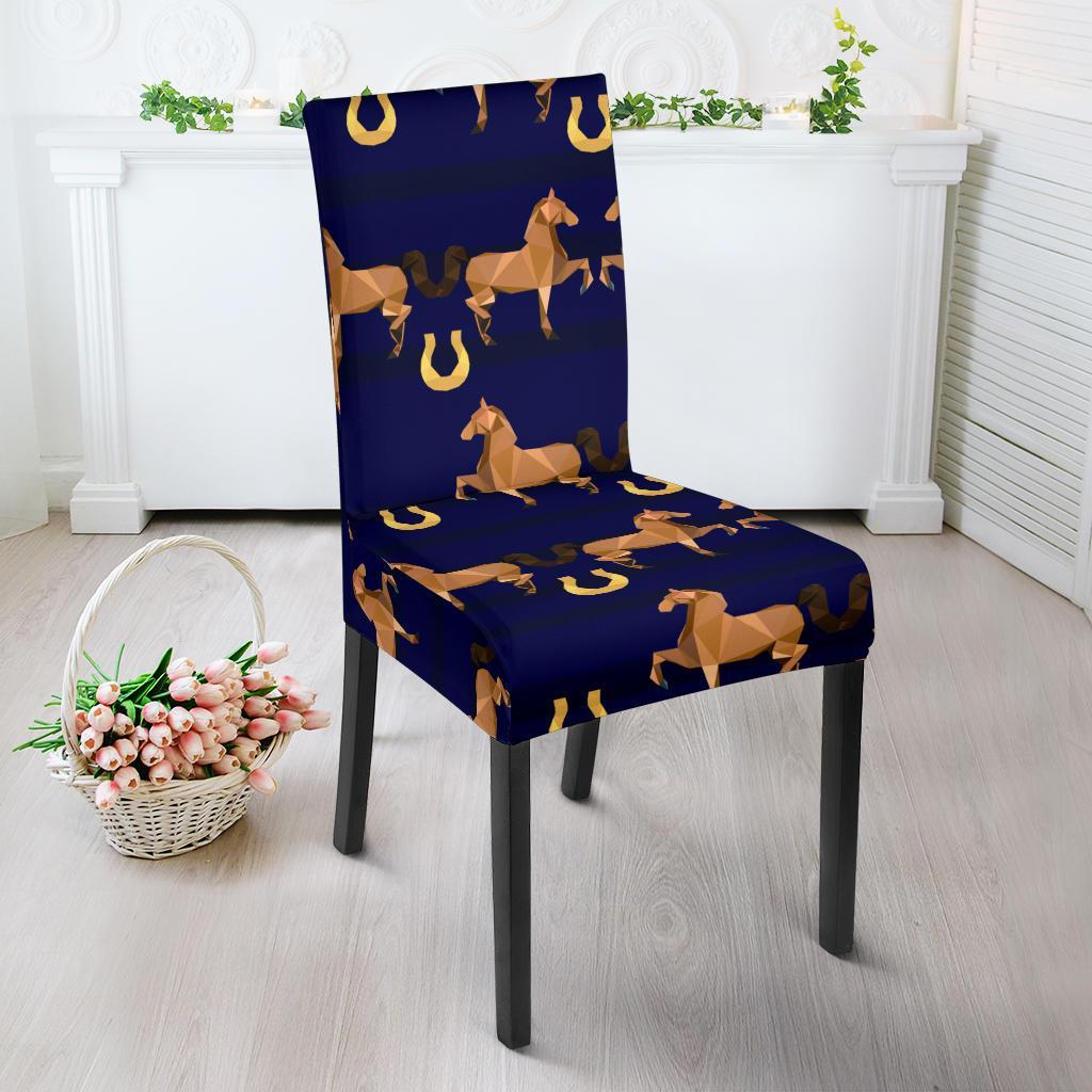 Horse Luxury Themed Pattern Print Dining Chair Slipcover-JTAMIGO.COM