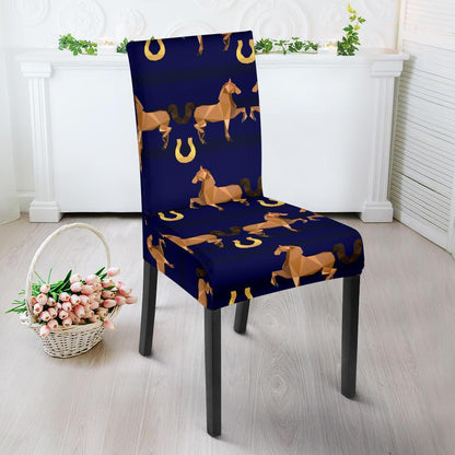 Horse Luxury Themed Pattern Print Dining Chair Slipcover-JTAMIGO.COM