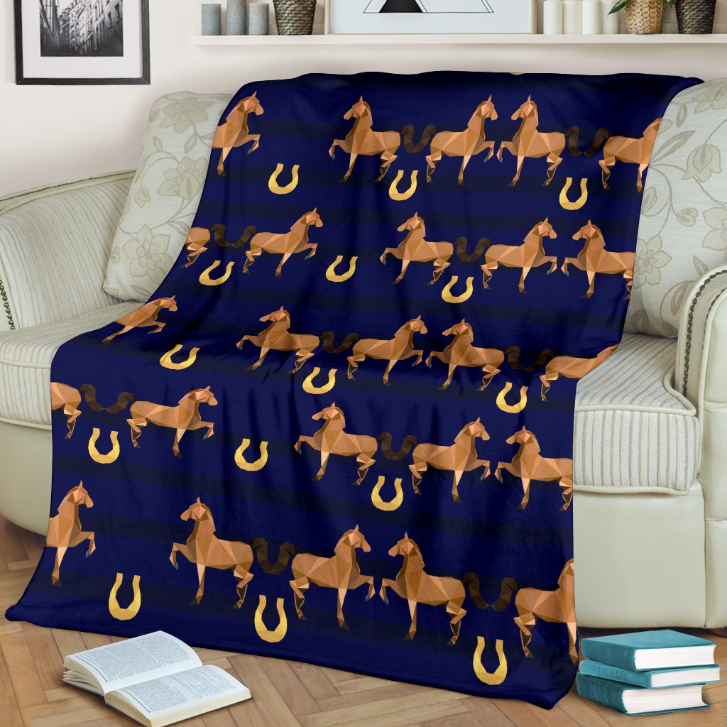 Horse Luxury Themed Pattern Print Fleece Blanket