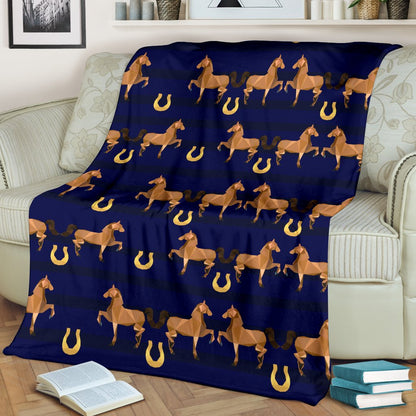 Horse Luxury Themed Pattern Print Fleece Blanket