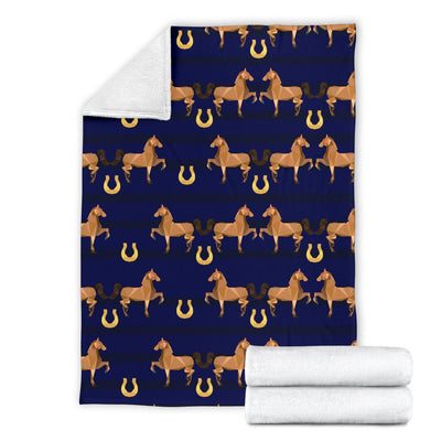 Horse Luxury Themed Pattern Print Fleece Blanket