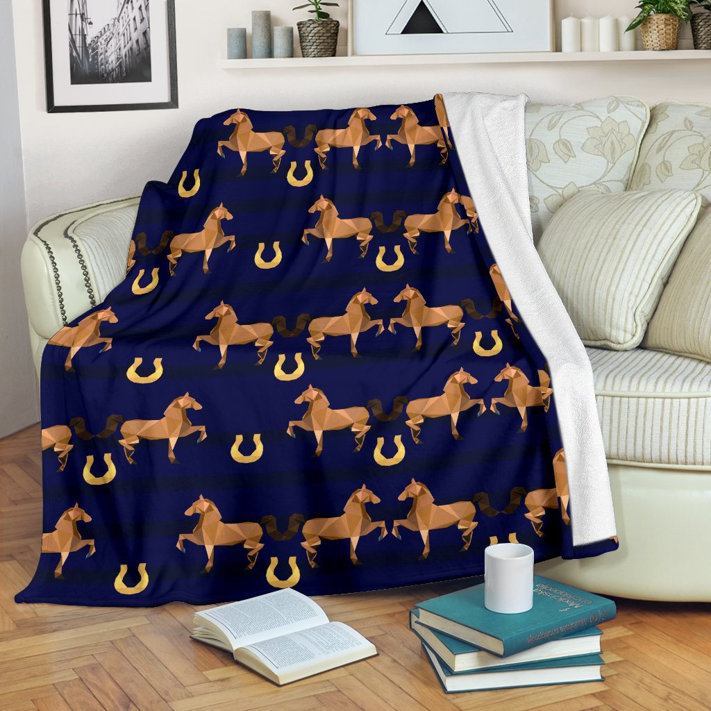 Horse Luxury Themed Pattern Print Fleece Blanket