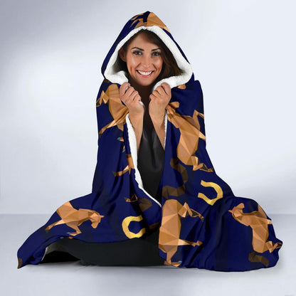 Horse Luxury Themed Pattern Print Hooded Blanket-JTAMIGO.COM