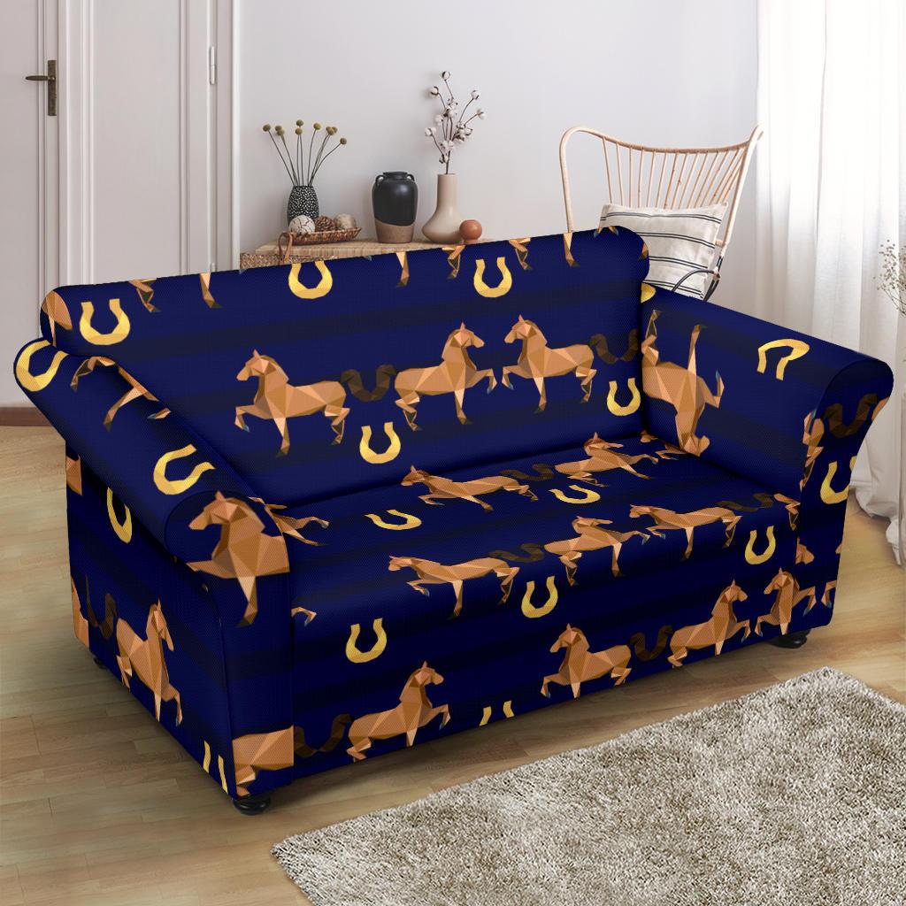 Horse Luxury Themed Pattern Print Loveseat Slipcover-JTAMIGO.COM