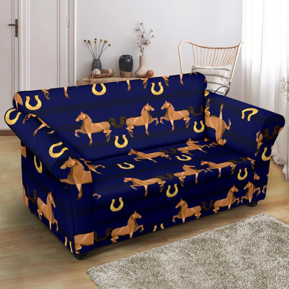 Horse Luxury Themed Pattern Print Loveseat Slipcover-JTAMIGO.COM