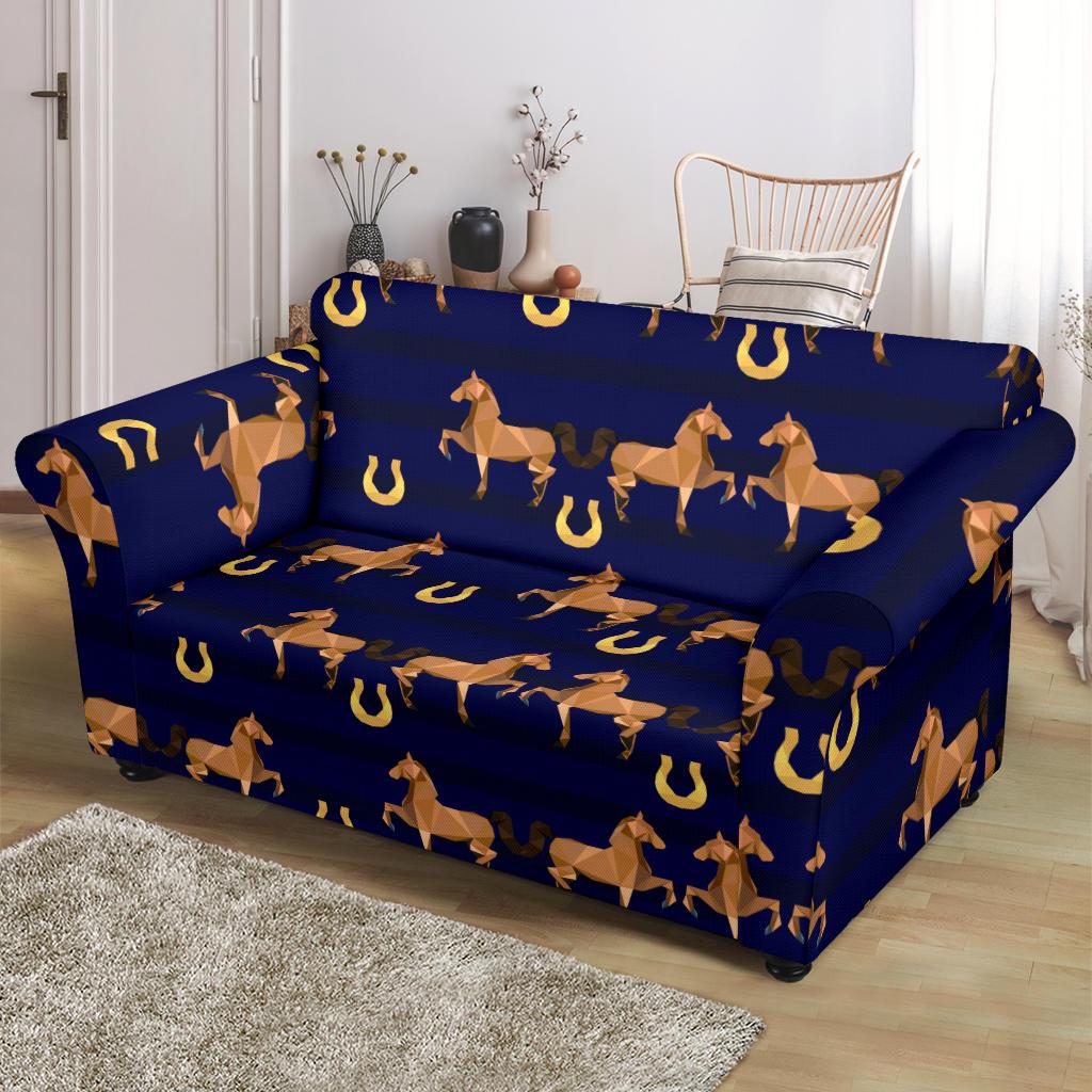 Horse Luxury Themed Pattern Print Loveseat Slipcover-JTAMIGO.COM