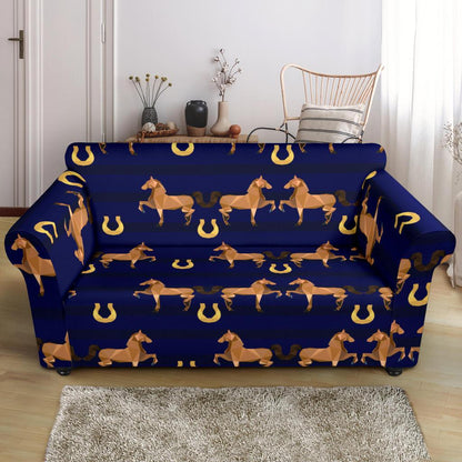 Horse Luxury Themed Pattern Print Loveseat Slipcover-JTAMIGO.COM