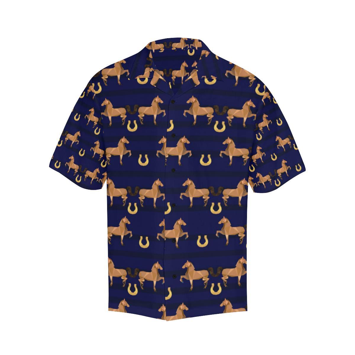 Horse Luxury Themed Pattern Print Men Aloha Hawaiian Shirt