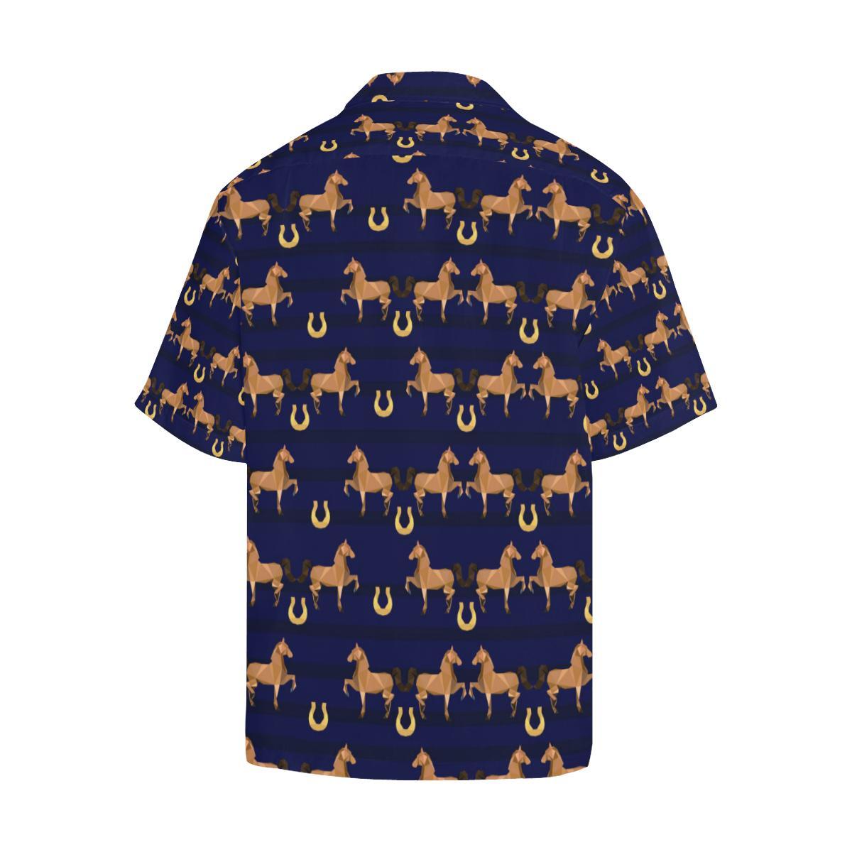 Horse Luxury Themed Pattern Print Men Aloha Hawaiian Shirt