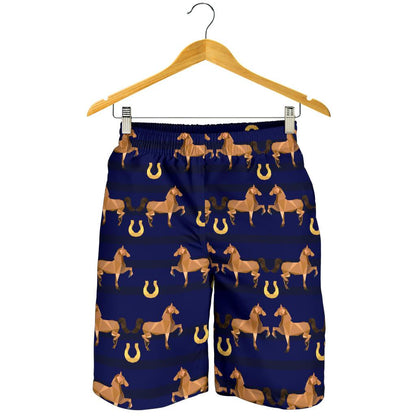 Horse Luxury Themed Pattern Print Mens Shorts-JTAMIGO.COM