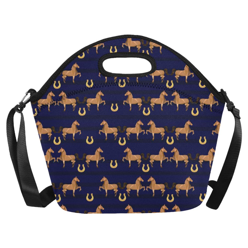 Horse Luxury Themed Pattern Print Neoprene Lunch Bag (Model 1669)(Large)-JTAMIGO.COM