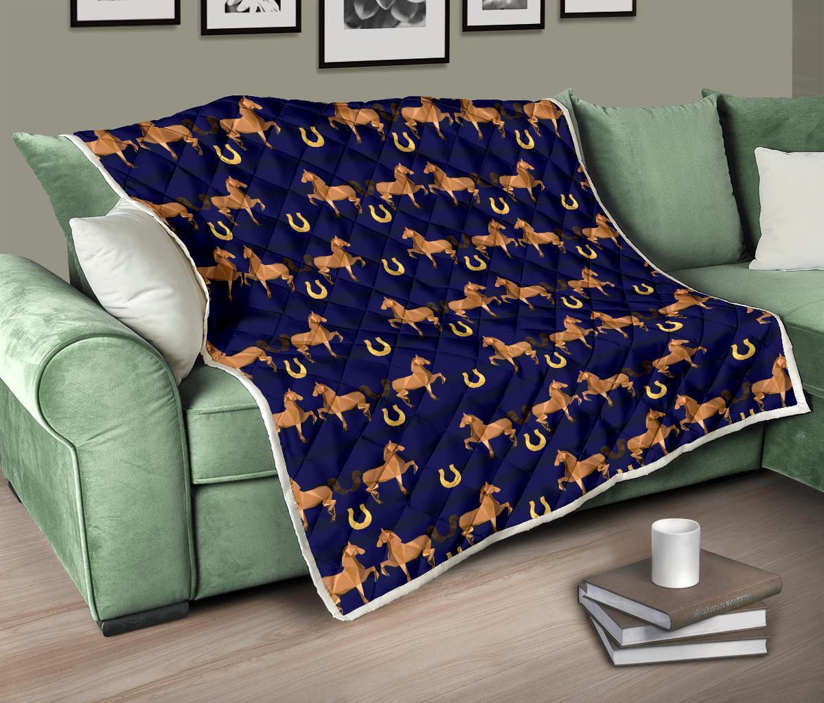 Horse Luxury Themed Pattern Print Premium Quilt-JTAMIGO.COM