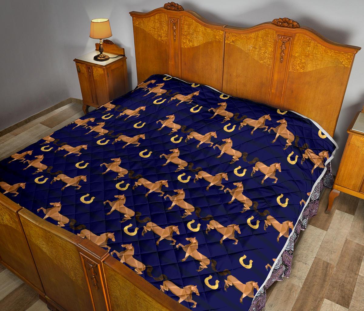Horse Luxury Themed Pattern Print Premium Quilt-JTAMIGO.COM