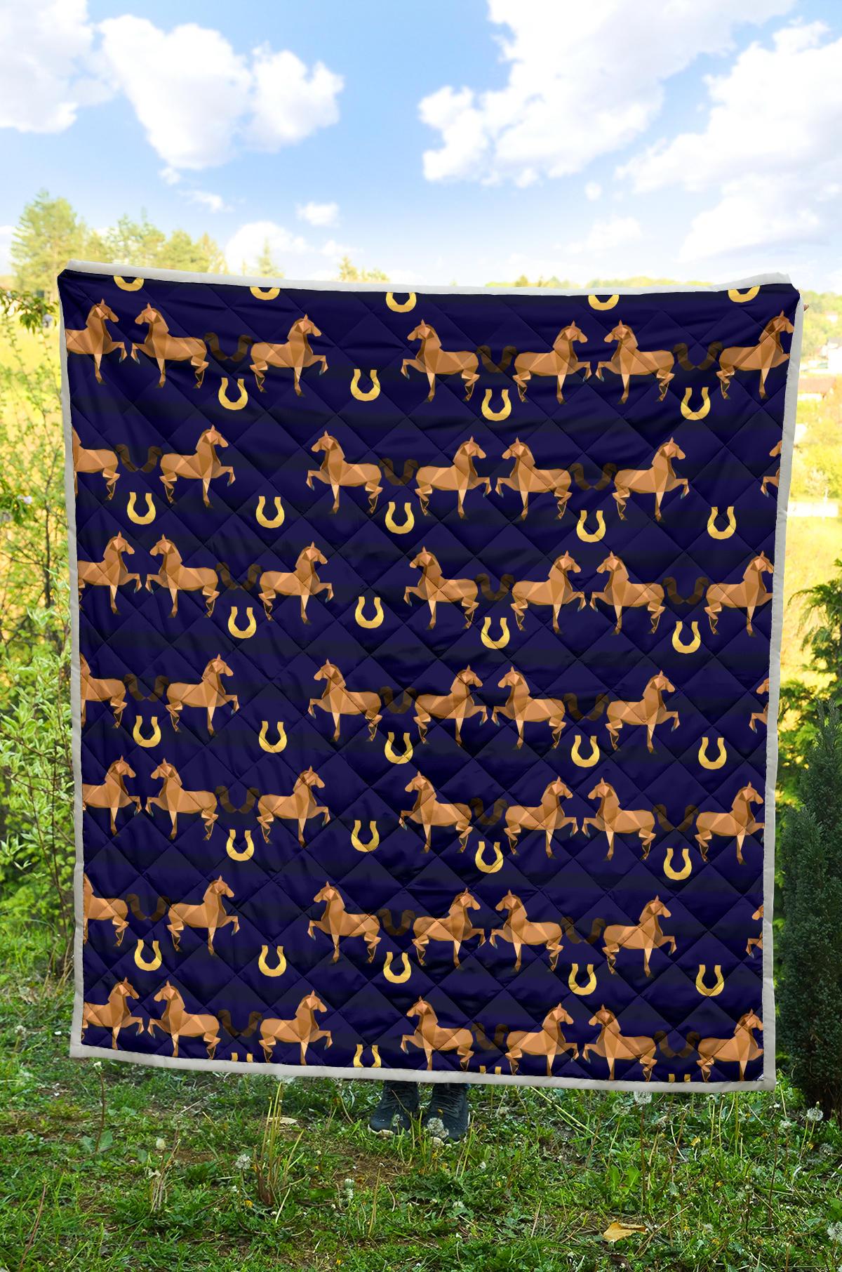 Horse Luxury Themed Pattern Print Premium Quilt-JTAMIGO.COM