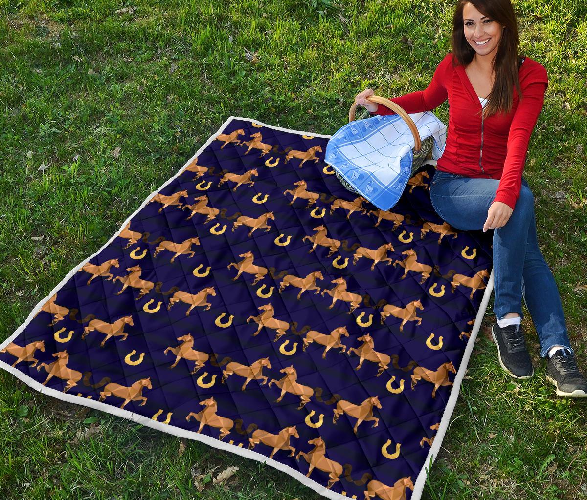 Horse Luxury Themed Pattern Print Premium Quilt-JTAMIGO.COM