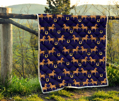 Horse Luxury Themed Pattern Print Premium Quilt-JTAMIGO.COM