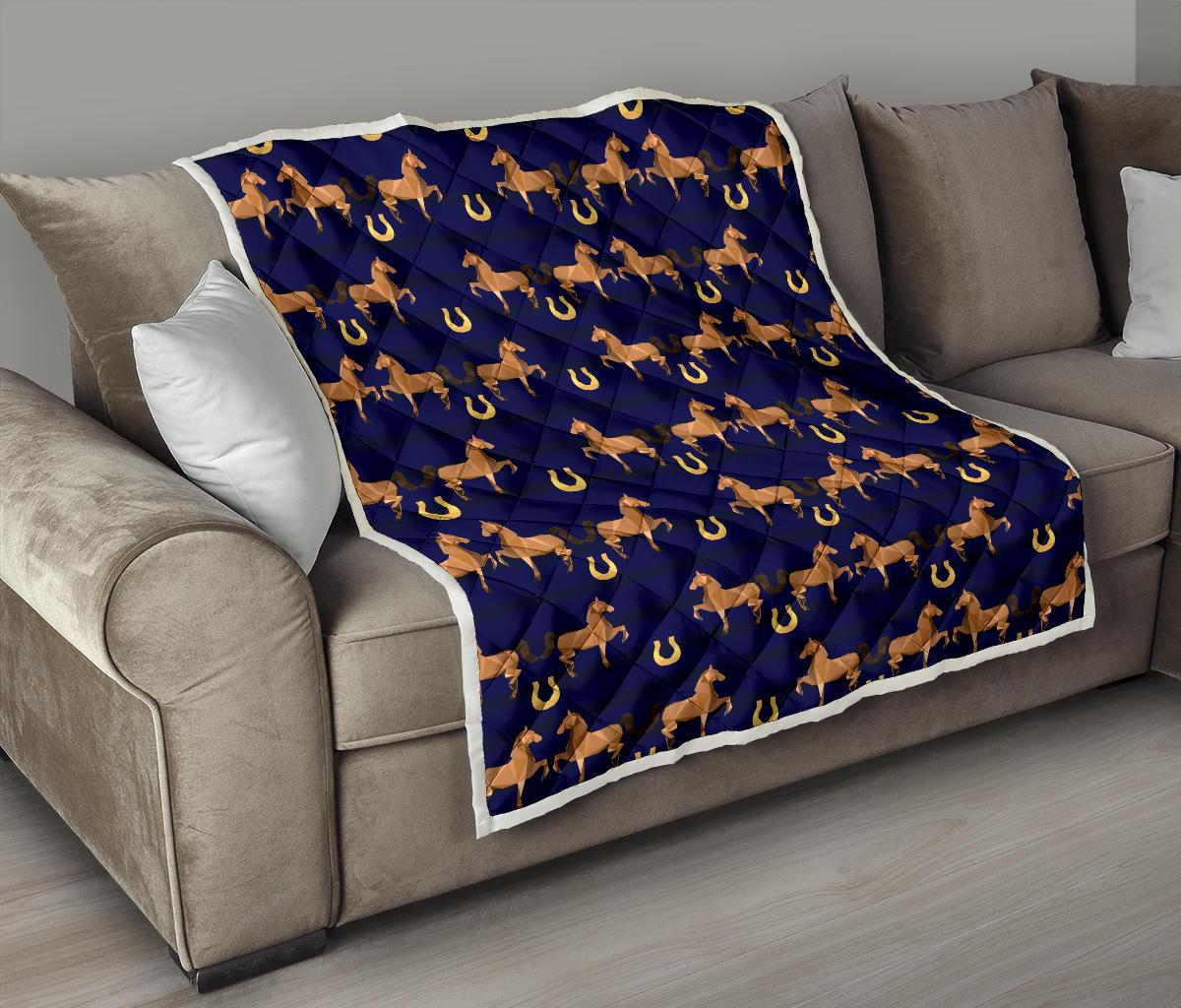 Horse Luxury Themed Pattern Print Premium Quilt-JTAMIGO.COM