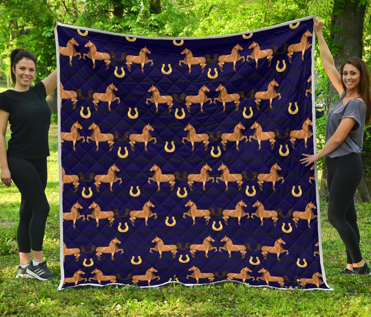 Horse Luxury Themed Pattern Print Premium Quilt-JTAMIGO.COM