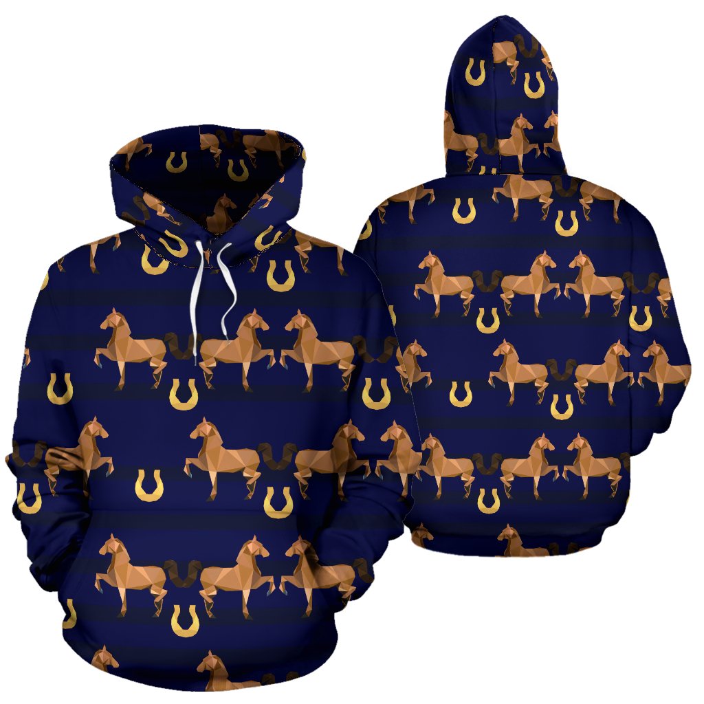 Horse Luxury Themed Pattern Print Pullover Hoodie
