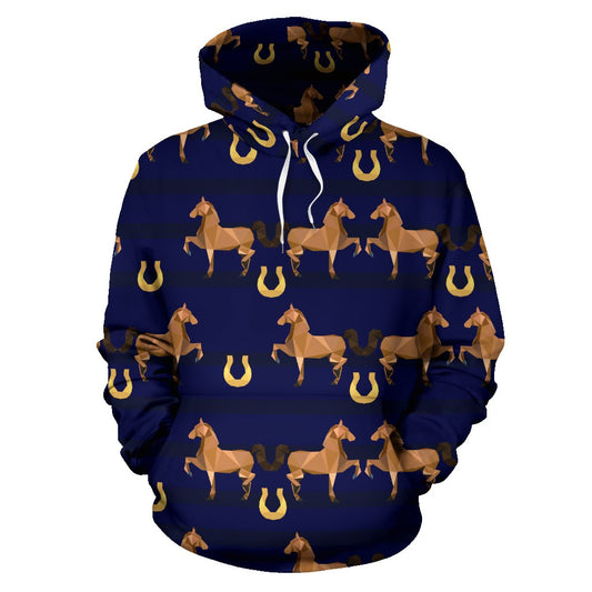 Horse Luxury Themed Pattern Print Pullover Hoodie