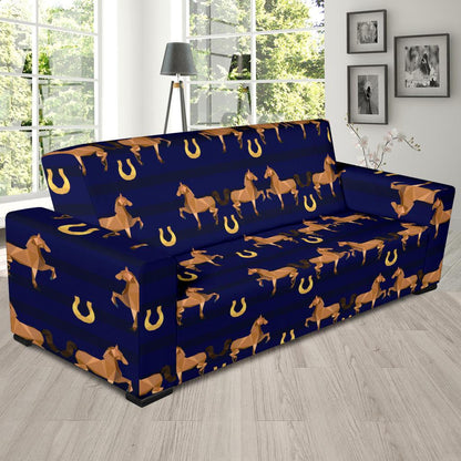 Horse Luxury Themed Pattern Print Sofa Slipcover-JTAMIGO.COM