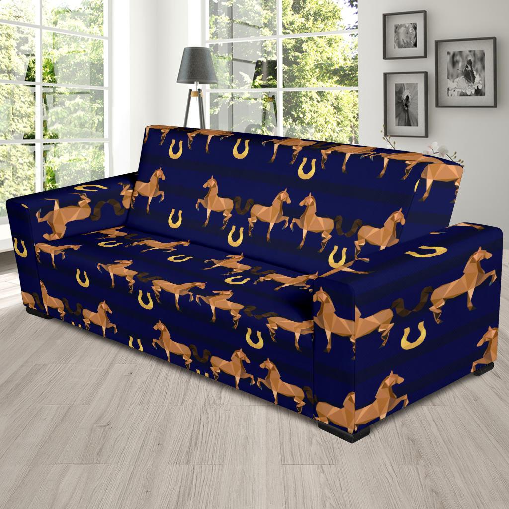 Horse Luxury Themed Pattern Print Sofa Slipcover-JTAMIGO.COM