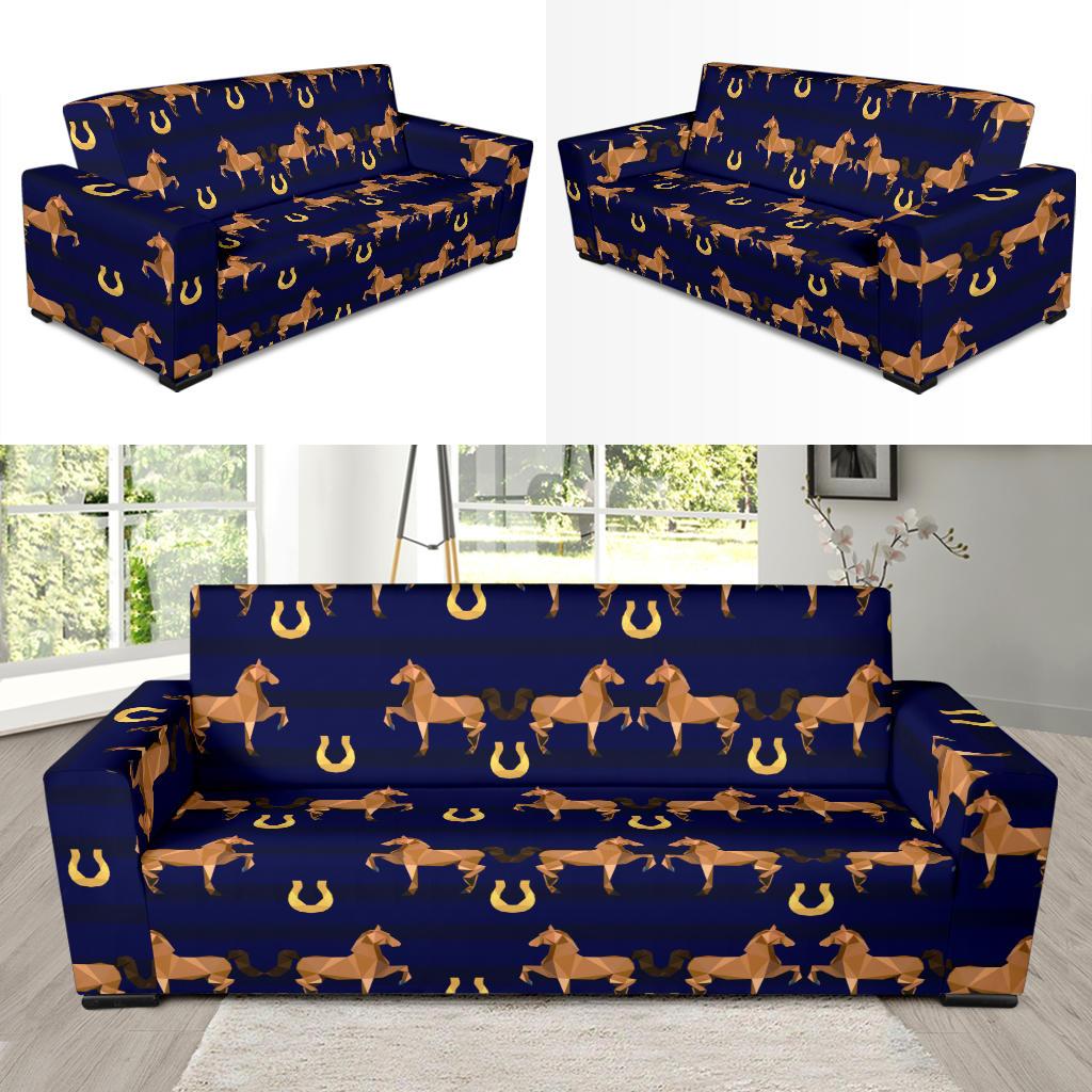 Horse Luxury Themed Pattern Print Sofa Slipcover-JTAMIGO.COM
