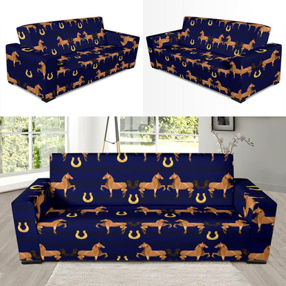 Horse Luxury Themed Pattern Print Sofa Slipcover-JTAMIGO.COM