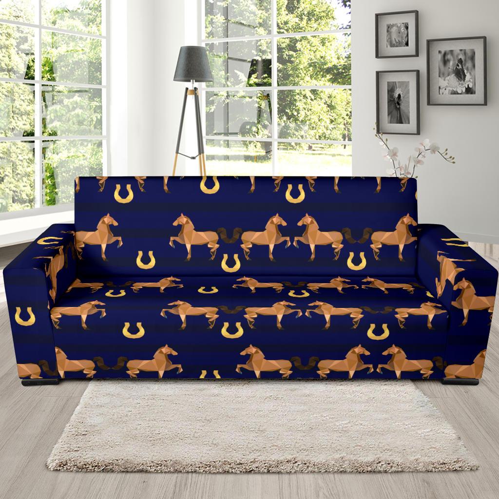 Horse Luxury Themed Pattern Print Sofa Slipcover-JTAMIGO.COM