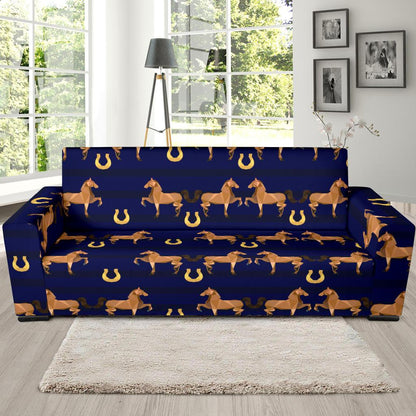 Horse Luxury Themed Pattern Print Sofa Slipcover-JTAMIGO.COM