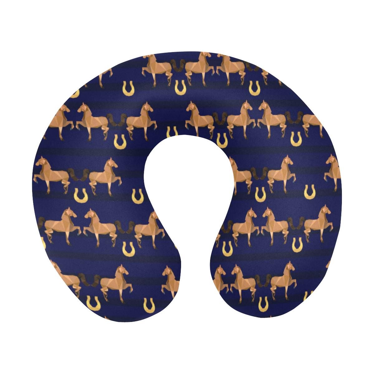 Horse Luxury Themed Pattern Print U-Shaped Travel Neck Pillow-JTAMIGO.COM