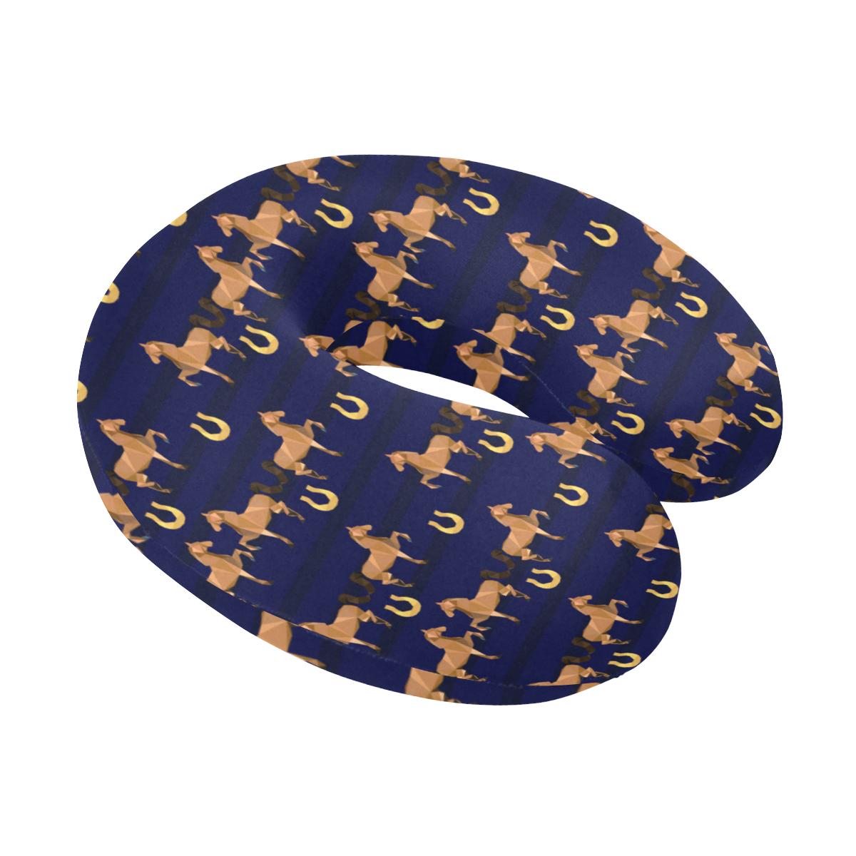 Horse Luxury Themed Pattern Print U-Shaped Travel Neck Pillow-JTAMIGO.COM