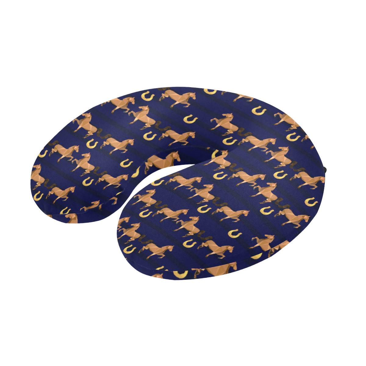 Horse Luxury Themed Pattern Print U-Shaped Travel Neck Pillow-JTAMIGO.COM