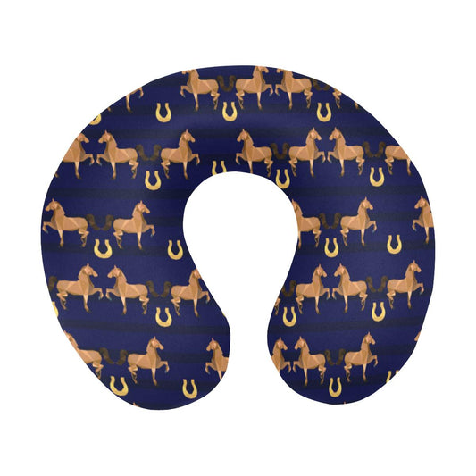 Horse Luxury Themed Pattern Print U-Shaped Travel Neck Pillow-JTAMIGO.COM
