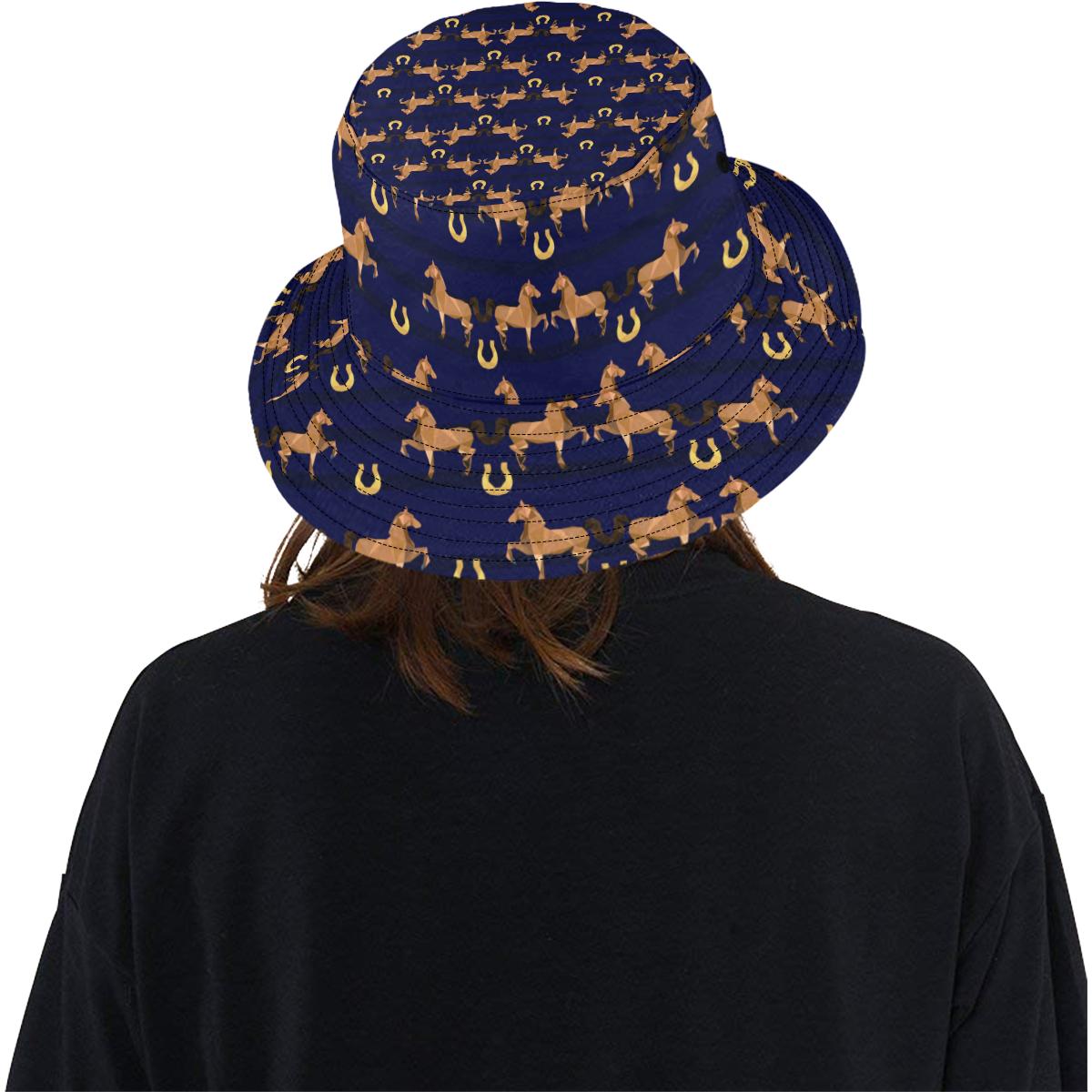 Horse Luxury Themed Pattern Print Unisex Bucket Hat