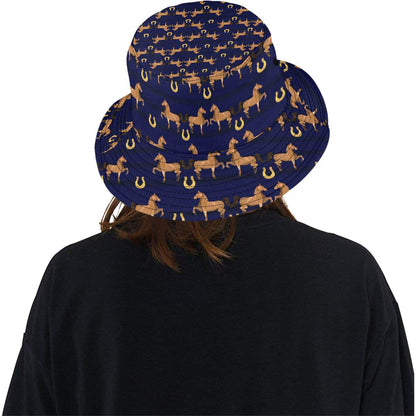 Horse Luxury Themed Pattern Print Unisex Bucket Hat