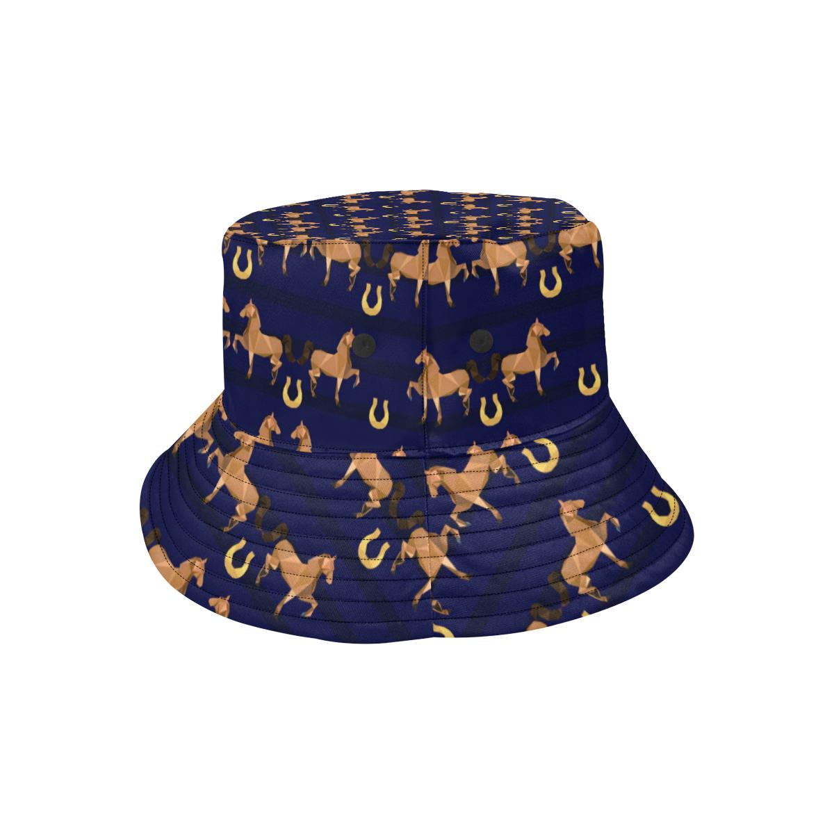 Horse Luxury Themed Pattern Print Unisex Bucket Hat