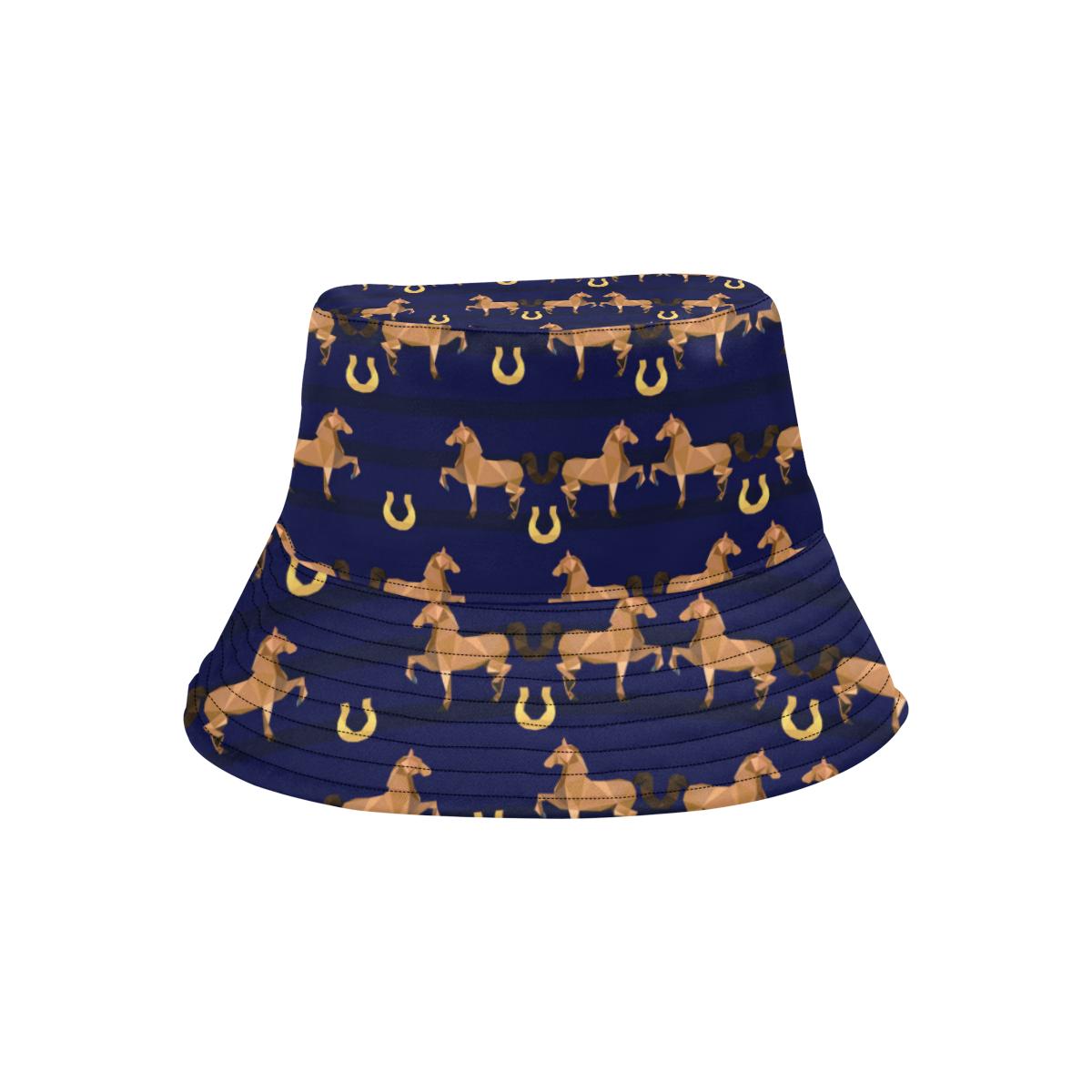 Horse Luxury Themed Pattern Print Unisex Bucket Hat