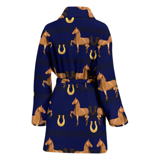Horse Luxury Themed Pattern Print Women Bath Robe-JTAMIGO.COM