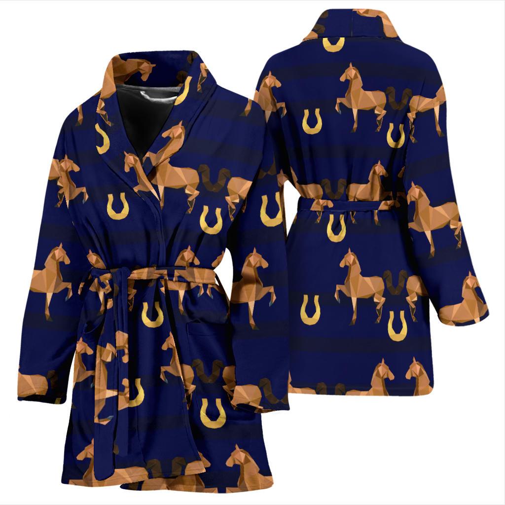 Horse Luxury Themed Pattern Print Women Bath Robe-JTAMIGO.COM
