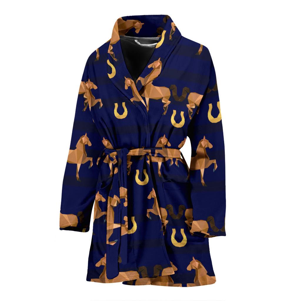 Horse Luxury Themed Pattern Print Women Bath Robe-JTAMIGO.COM