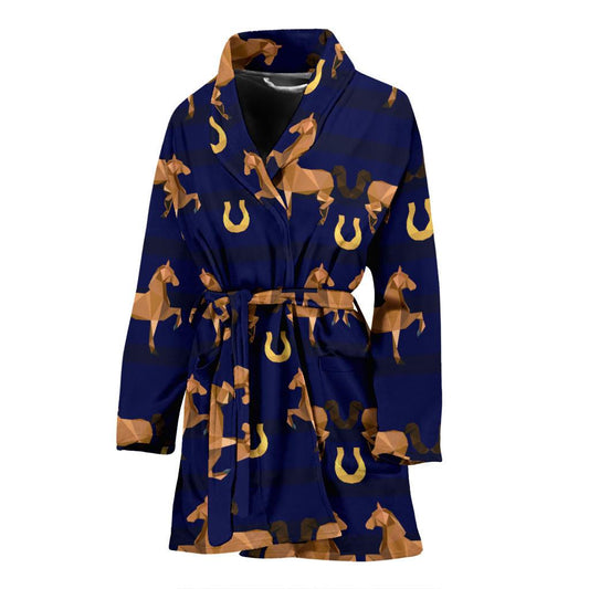 Horse Luxury Themed Pattern Print Women Bath Robe-JTAMIGO.COM