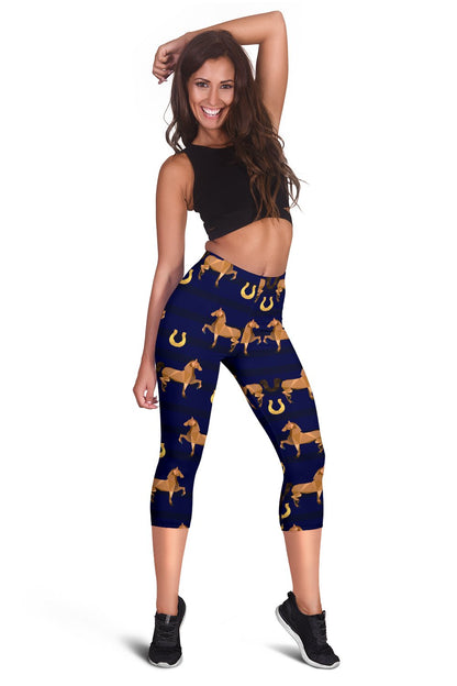 Horse Luxury Themed Pattern Print Women Capris