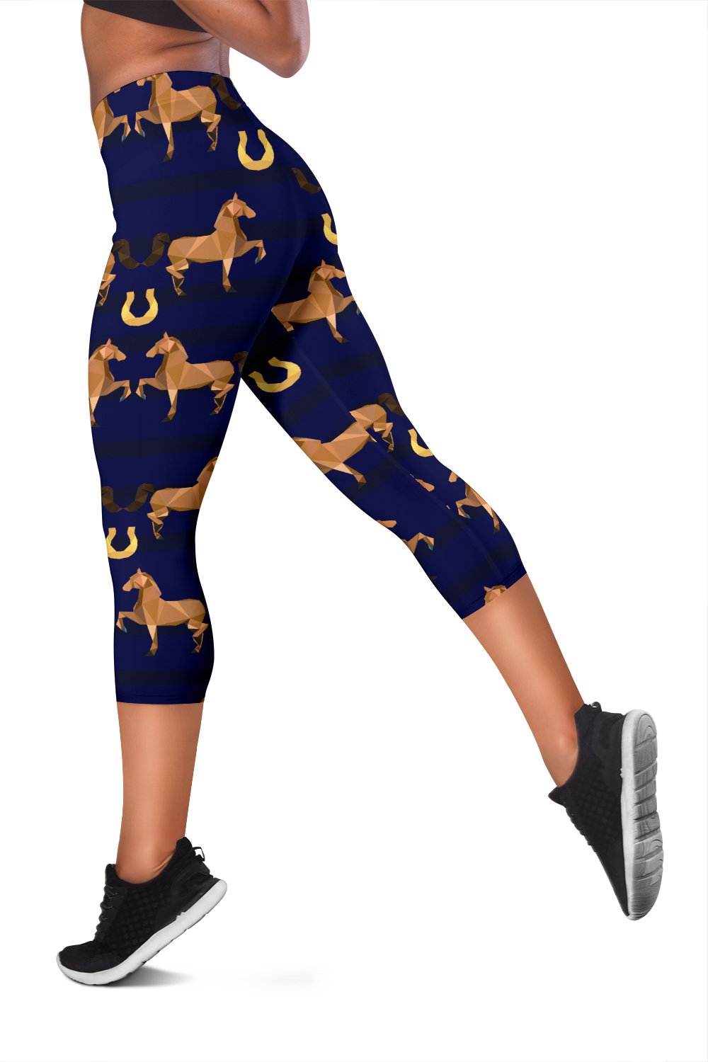 Horse Luxury Themed Pattern Print Women Capris