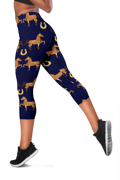 Horse Luxury Themed Pattern Print Women Capris