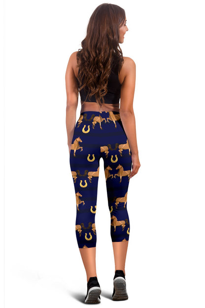 Horse Luxury Themed Pattern Print Women Capris