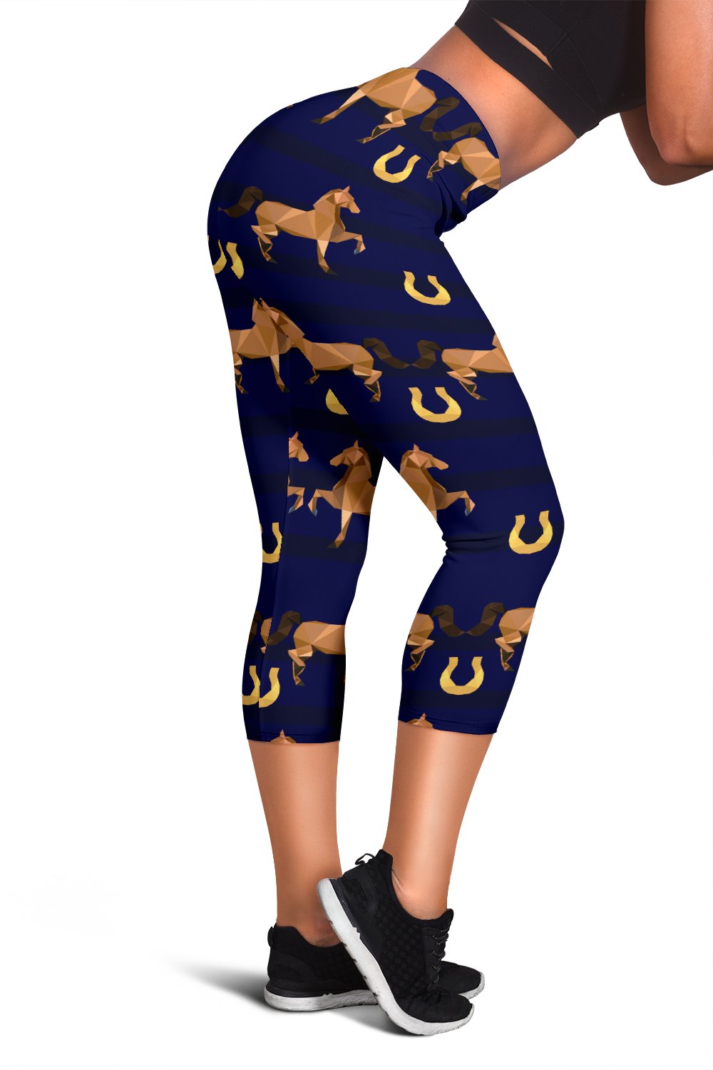 Horse Luxury Themed Pattern Print Women Capris
